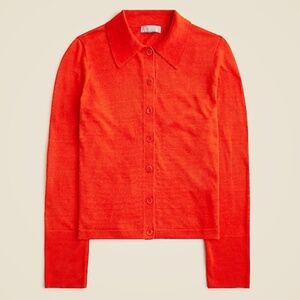 J. Crew Collared Button-Up Linen Sweater Cardigan Poppy Small NWT!